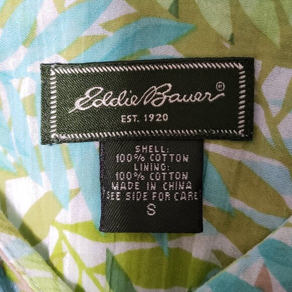 VTG Eddie Bauer 100% Cotton Smocked Waist Tropical Midi Sundress - Picture 7 of 8